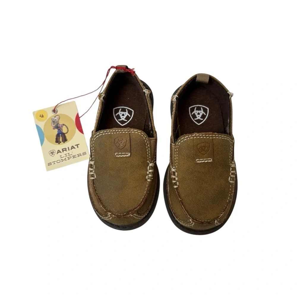 Ariat Toddler Lil'‎ Stompers Buckskin Cruiser Leather Loafers NWT Size 4